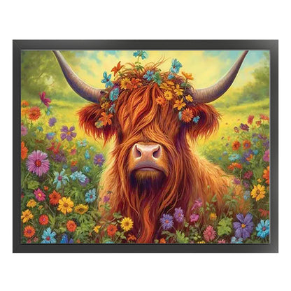 Flowers And Grass Yak - 11CT Stamped Cross Stitch 50*40CM