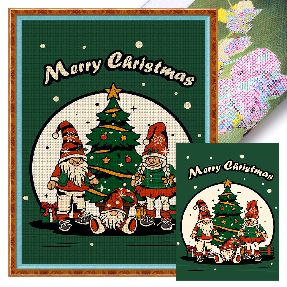 Christmas Tree Gnome - 11CT Stamped Cross Stitch 40*55CM