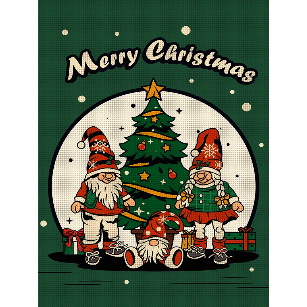 Christmas Tree Gnome - 11CT Stamped Cross Stitch 40*55CM