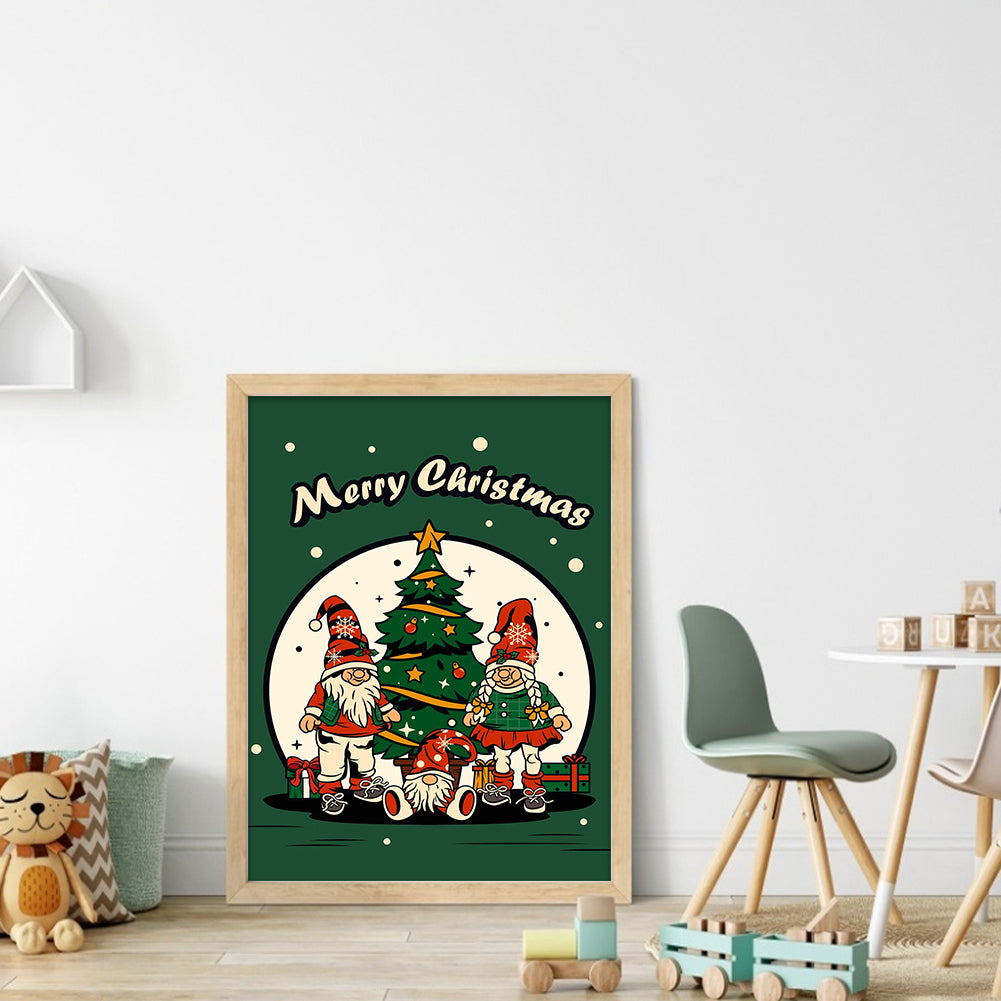 Christmas Tree Gnome - 11CT Stamped Cross Stitch 40*55CM