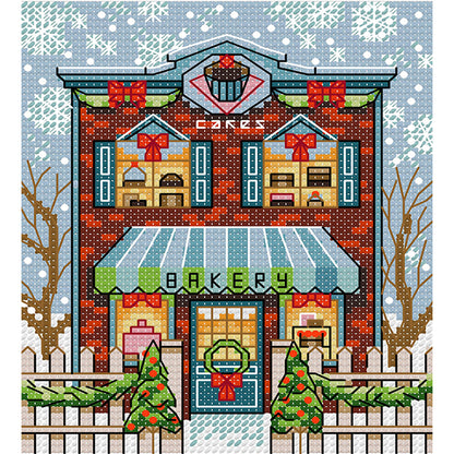 Christmas Cabin 1 - 14CT Stamped Cross Stitch 15*17CM(Joy Sunday)