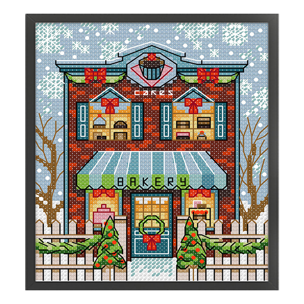 Christmas Cabin 1 - 14CT Stamped Cross Stitch 15*17CM(Joy Sunday)