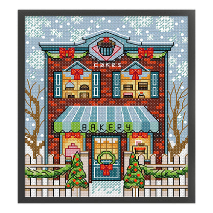 Christmas Cabin 1 - 14CT Stamped Cross Stitch 15*17CM(Joy Sunday)