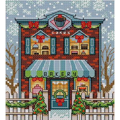 Christmas Cabin 1 - 14CT Stamped Cross Stitch 15*17CM(Joy Sunday)