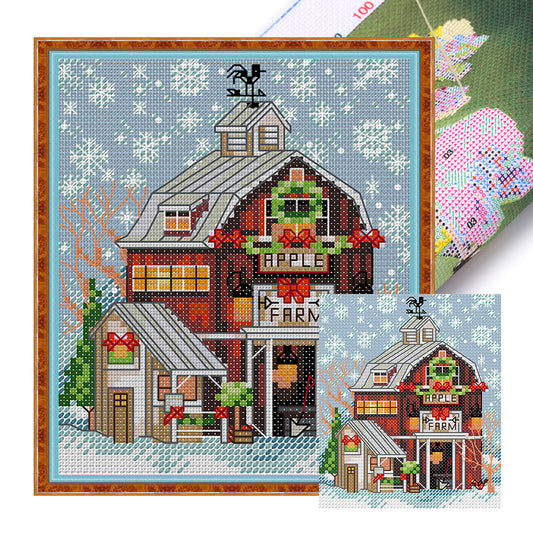 Christmas Cabin 2 - 14CT Stamped Cross Stitch 15*17CM(Joy Sunday)