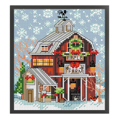 Christmas Cabin 2 - 14CT Stamped Cross Stitch 15*17CM(Joy Sunday)