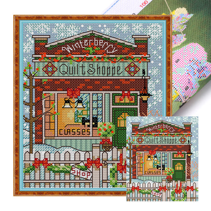 Christmas Cabin 3 - 14CT Stamped Cross Stitch 15*17CM(Joy Sunday)