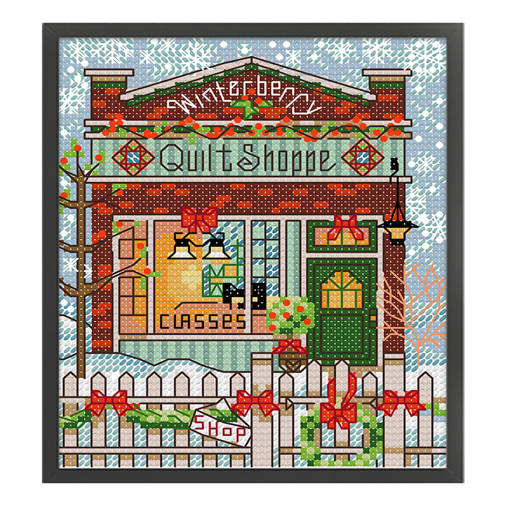 Christmas Cabin 3 - 14CT Stamped Cross Stitch 15*17CM(Joy Sunday)