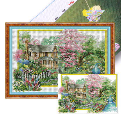 Flower Villa - 14CT Stamped Cross Stitch 68*48CM(Joy Sunday)