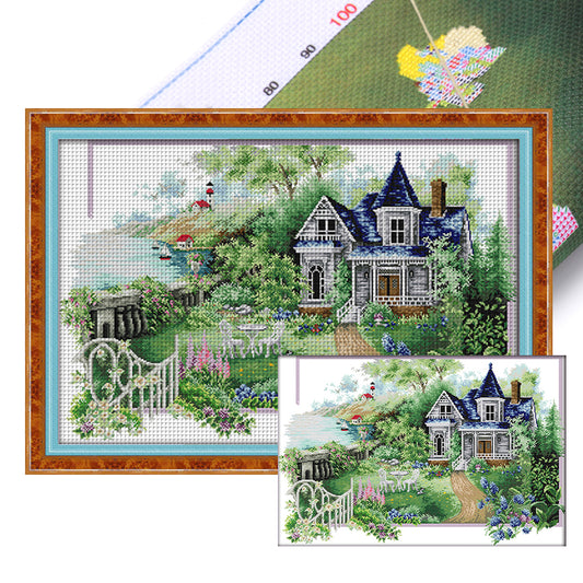 Summer House - 14CT Stamped Cross Stitch 68*48CM(Joy Sunday)