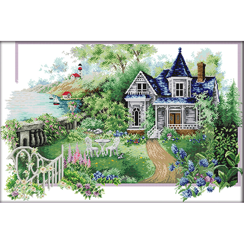 Summer House - 14CT Stamped Cross Stitch 68*48CM(Joy Sunday)