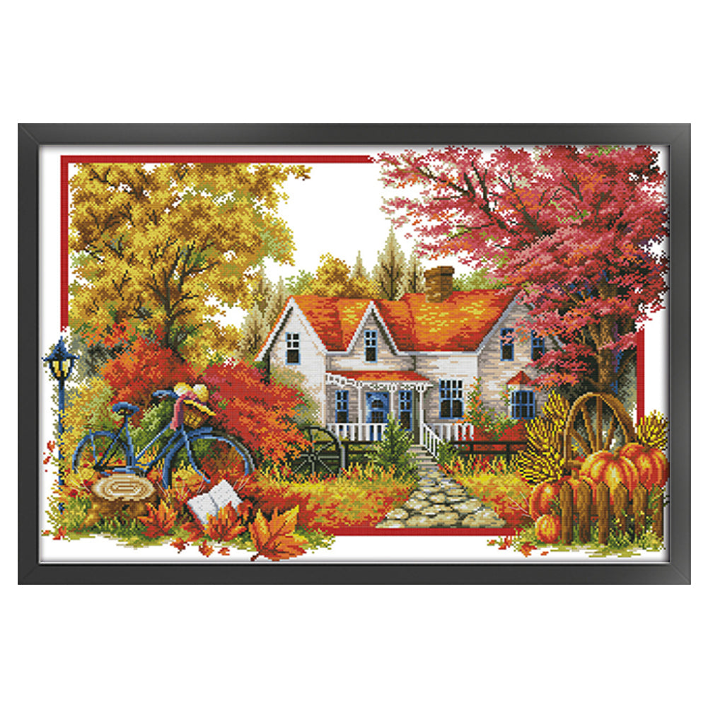 Autumn House - 14CT Stamped Cross Stitch 68*48CM(Joy Sunday)