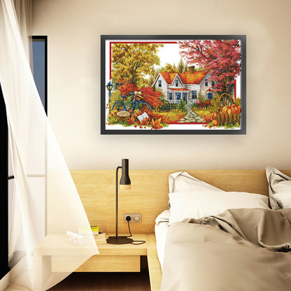 Autumn House - 14CT Stamped Cross Stitch 68*48CM(Joy Sunday)