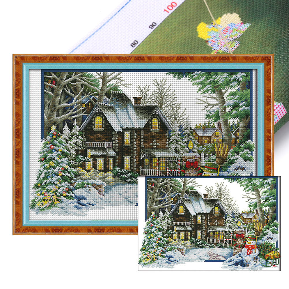 Winter House - 14CT Stamped Cross Stitch 68*48CM(Joy Sunday)