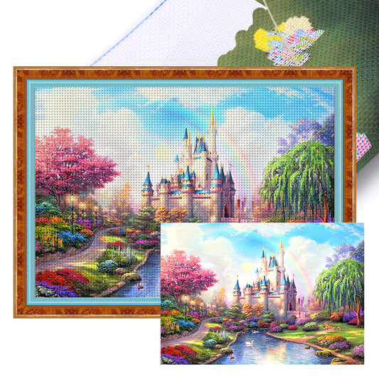 Rainbow Castle - 11CT Stamped Cross Stitch 72*55CM