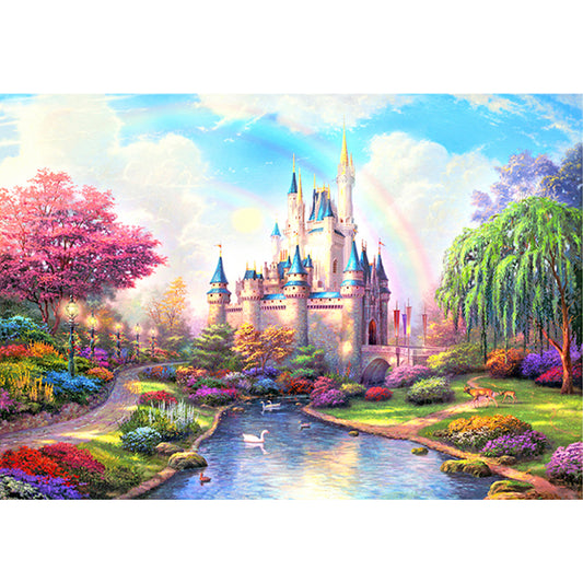 Rainbow Castle - 11CT Stamped Cross Stitch 72*55CM