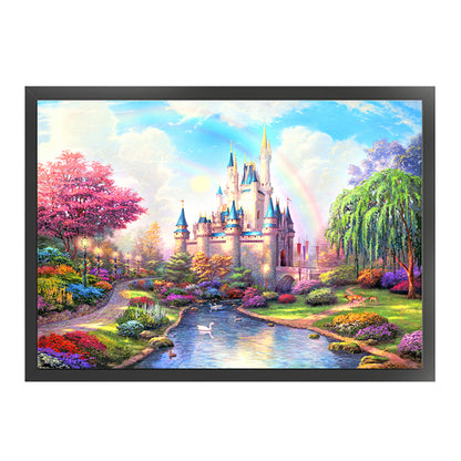 Rainbow Castle - 11CT Stamped Cross Stitch 72*55CM