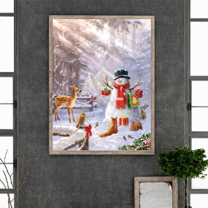 Christmas Snowman And Animals - Full Round Drill Diamond Painting 30*40CM