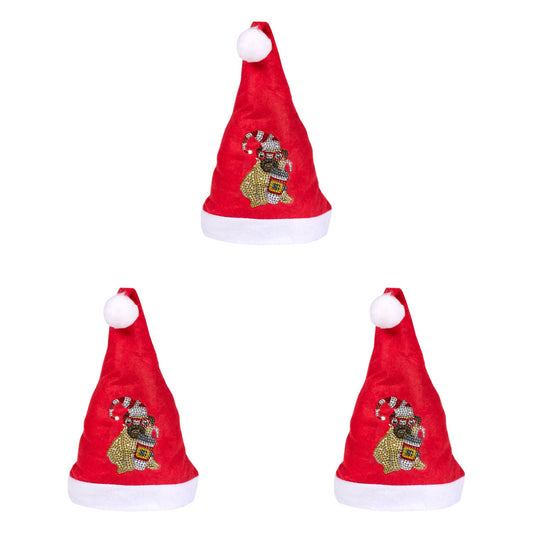 DIY Diamond Painting Christmas Hat Comfort Soft for Adults Unisex (Puppy #3)