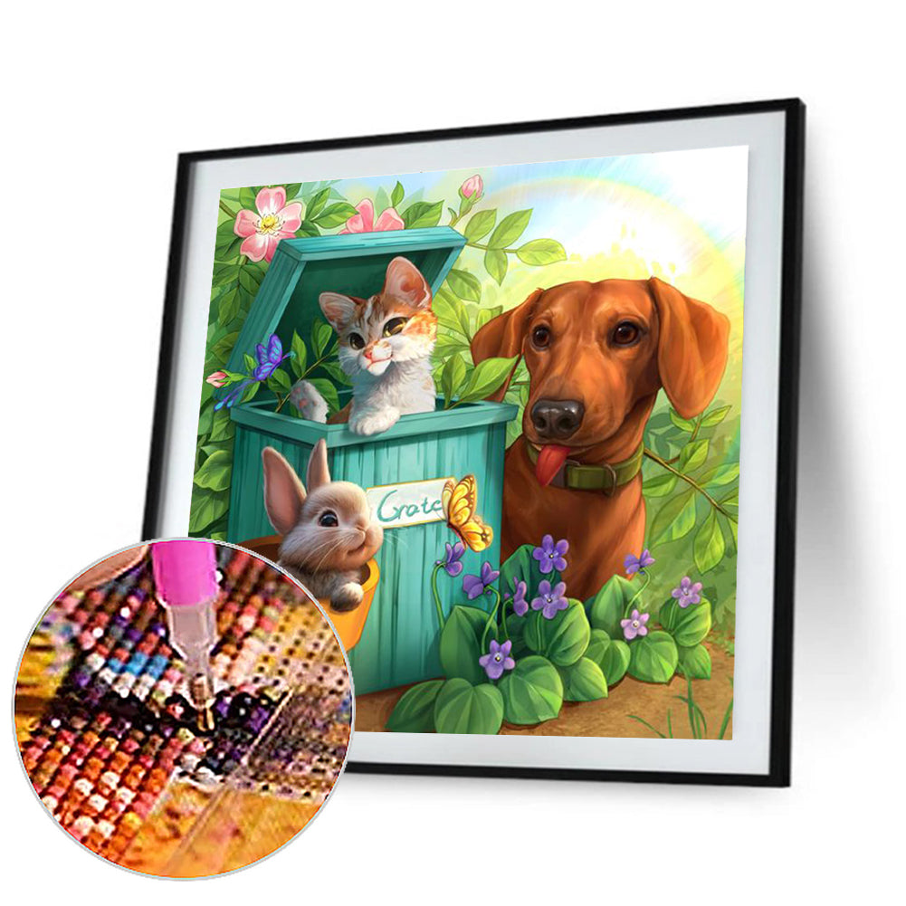Little Animals In The Grass - Full Round Drill Diamond Painting 30*30CM
