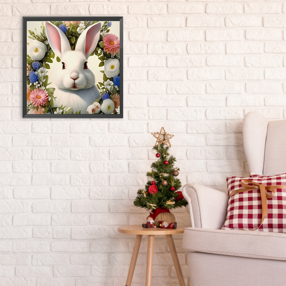 Rabbit And Flower - Full Round Drill Diamond Painting 30*30CM