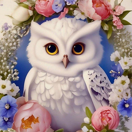 Owl And Flower - Full Round Drill Diamond Painting 30*30CM