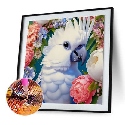 Parrot And Flower - Full Round Drill Diamond Painting 30*30CM