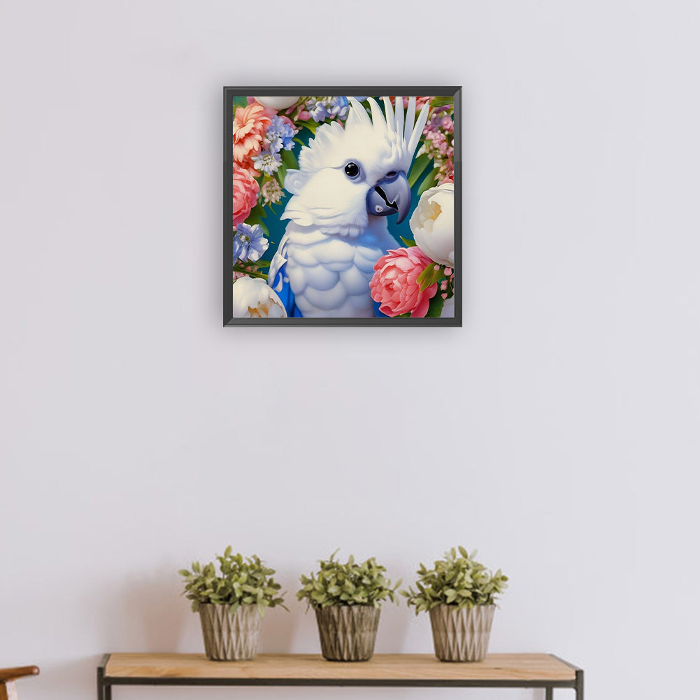 Parrot And Flower - Full Round Drill Diamond Painting 30*30CM
