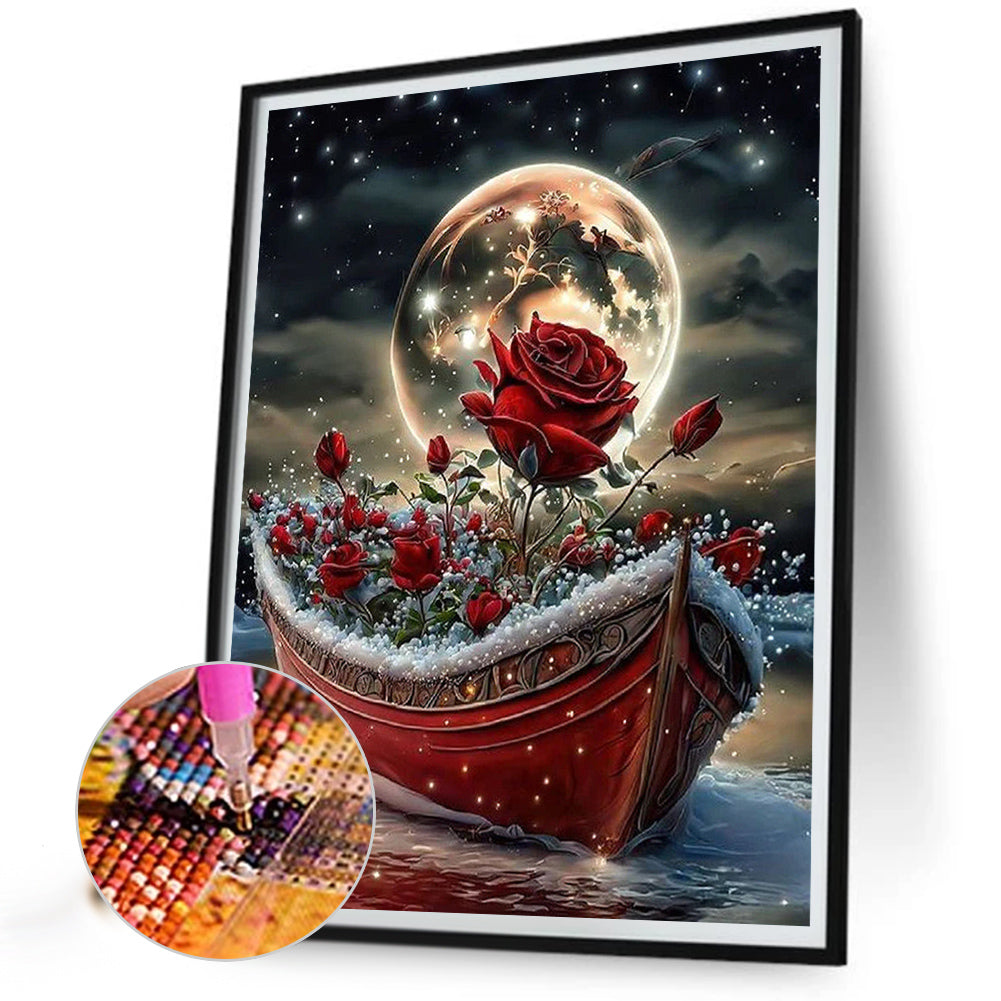 Ship Of Red Roses - Full Round Drill Diamond Painting 40*55CM
