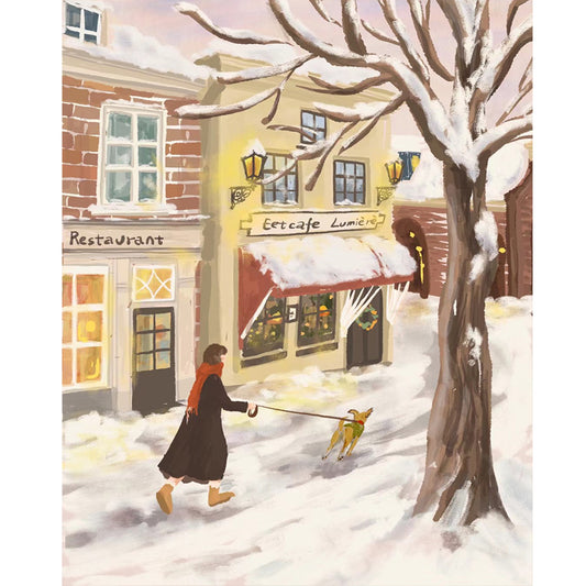 Healing Simple Drawing Girl¡¤Snow - Full Round Drill Diamond Painting 40*50CM