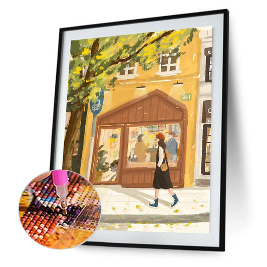 Healing Simple Drawing Girl¡¤Looking - Full Round Drill Diamond Painting 40*50CM