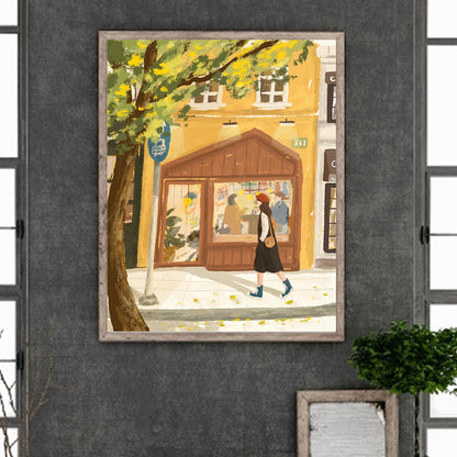 Healing Simple Drawing Girl¡¤Looking - Full Round Drill Diamond Painting 40*50CM