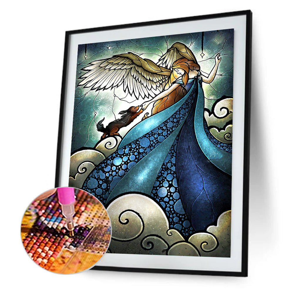 Angel Girl And Dog - Full Round Drill Diamond Painting 40*50CM