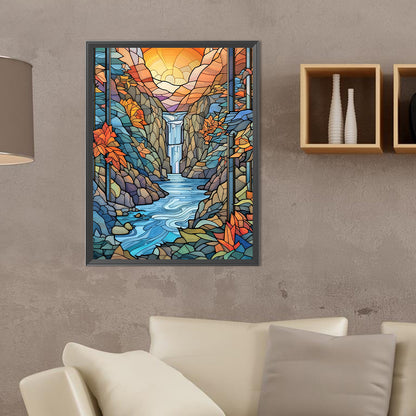 Mountain Spring Waterfall - Full Round Drill Diamond Painting 30*40CM