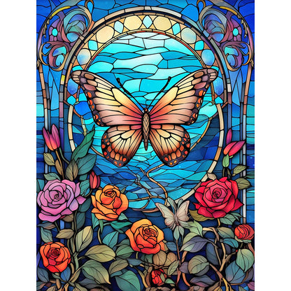 Butterflies And Roses - Full Round Drill Diamond Painting 30*40CM