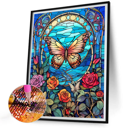 Butterflies And Roses - Full Round Drill Diamond Painting 30*40CM