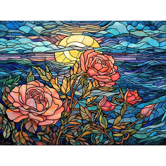 Roses Under The Moon - Full Round Drill Diamond Painting 40*30CM