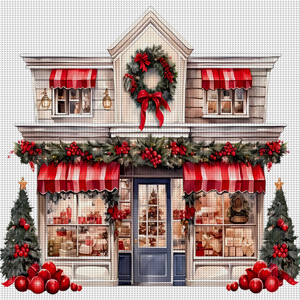 Christmas Shop - 11CT Stamped Cross Stitch 50*50CM