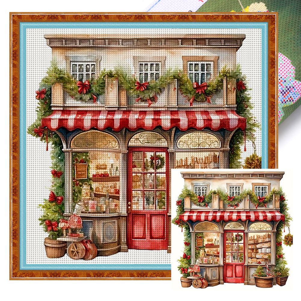 Christmas Shop - 11CT Stamped Cross Stitch 50*50CM