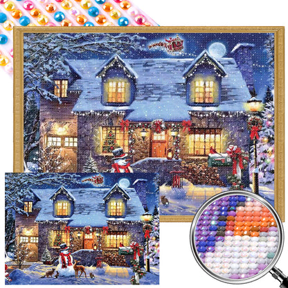 Christmas Snowy Night - Full Round Drill Diamond Painting 55*40CM