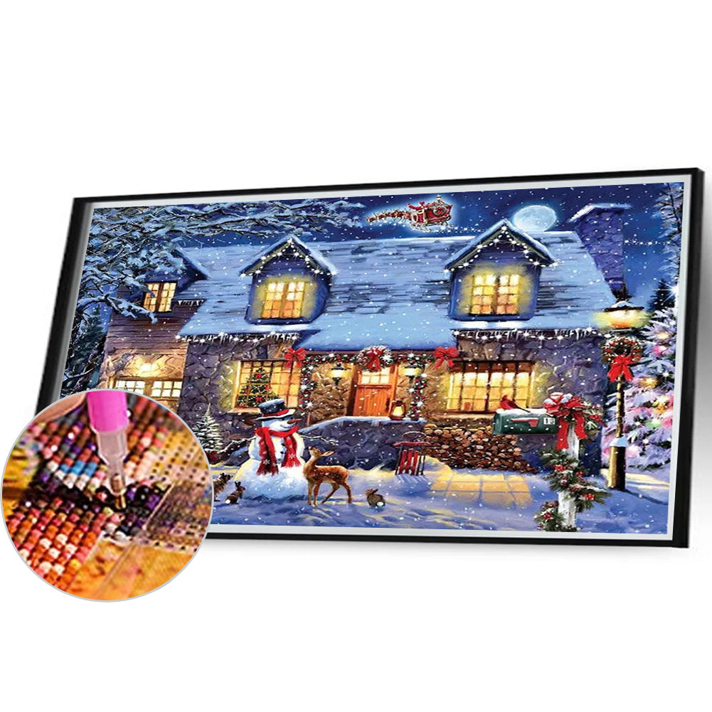 Christmas Snowy Night - Full Round Drill Diamond Painting 55*40CM