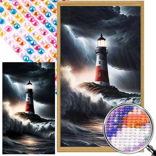 Sea Lighthouse - Full Round Drill Diamond Painting 40*70CM
