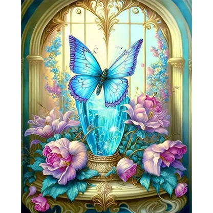 Butterfly Flowers - 11CT Stamped Cross Stitch 40*50CM