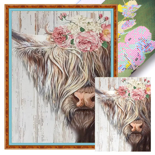 Yak Flowers - 11CT Stamped Cross Stitch 40*55CM