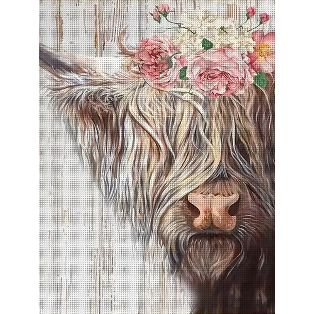 Yak Flowers - 11CT Stamped Cross Stitch 40*55CM