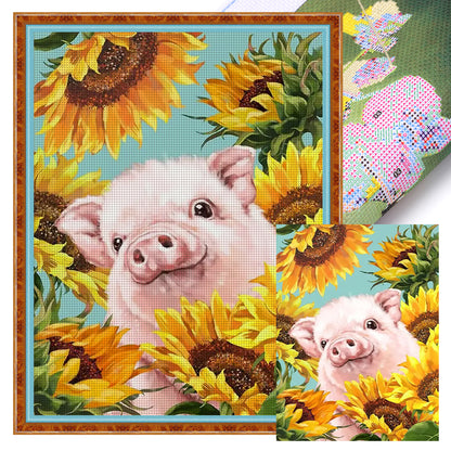 Sunflower Pig - 11CT Stamped Cross Stitch 40*55CM