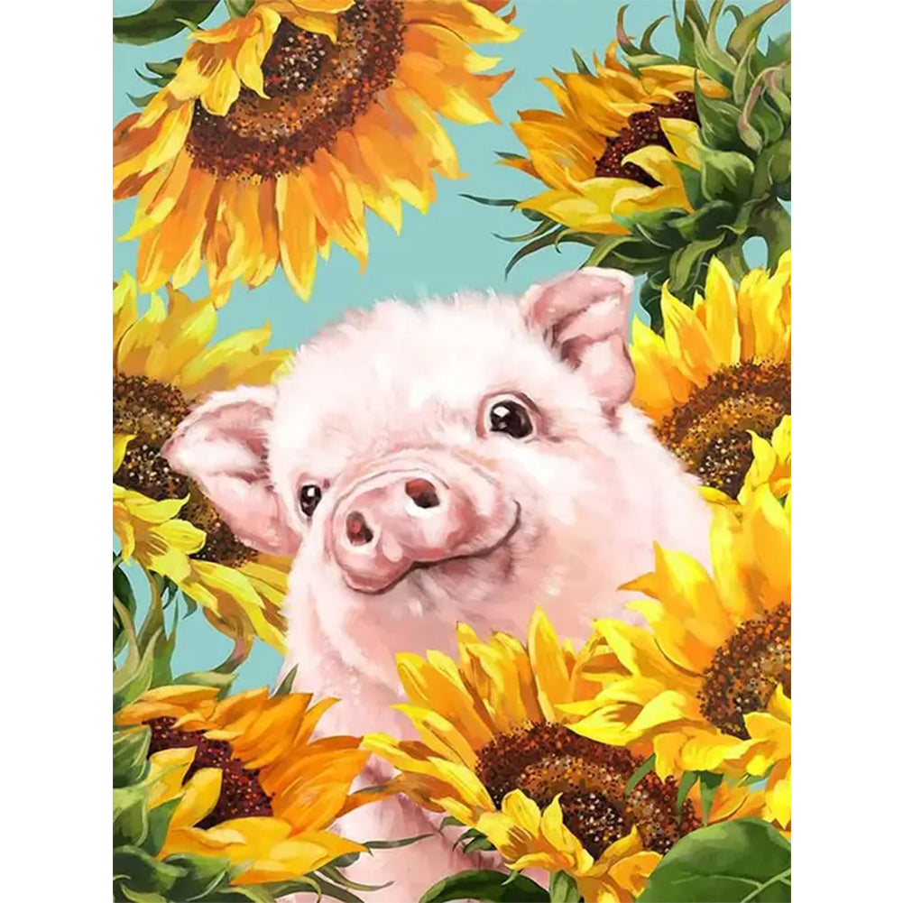 Sunflower Pig - 11CT Stamped Cross Stitch 40*55CM