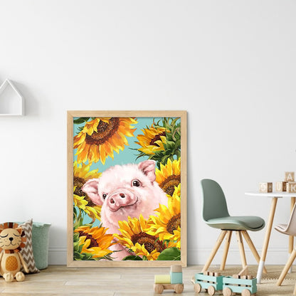 Sunflower Pig - 11CT Stamped Cross Stitch 40*55CM