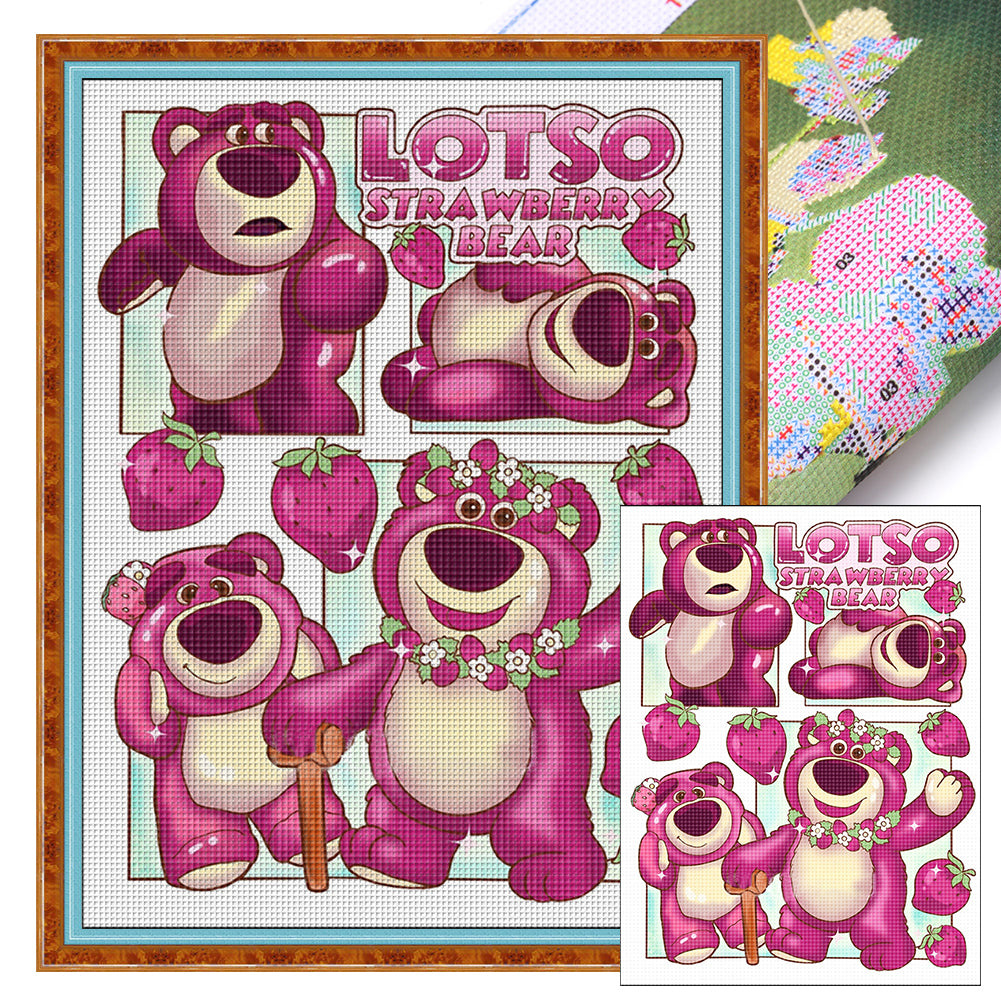 Strawberry Bear - 11CT Stamped Cross Stitch 50*65CM