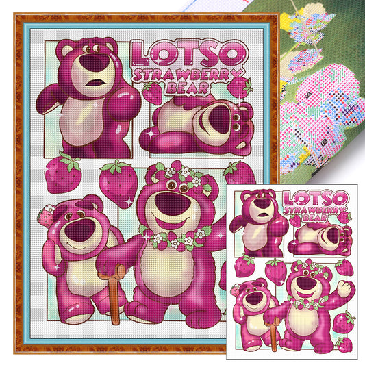 Strawberry Bear - 11CT Stamped Cross Stitch 50*65CM